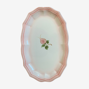 Grand plat rose en porcelaine de Salins ( assiettes à huîtres identiques)