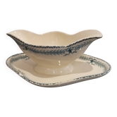 Old Choisy Le Roi earthenware gravy boat, Chinon decor