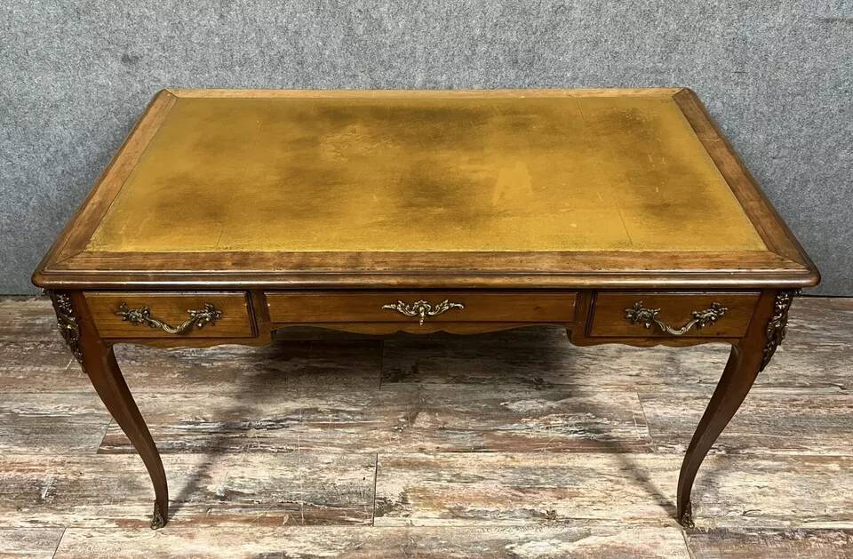 André Mailfert: Louis XV style double-sided desk in walnut