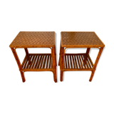 Pair of rattan bedside tables