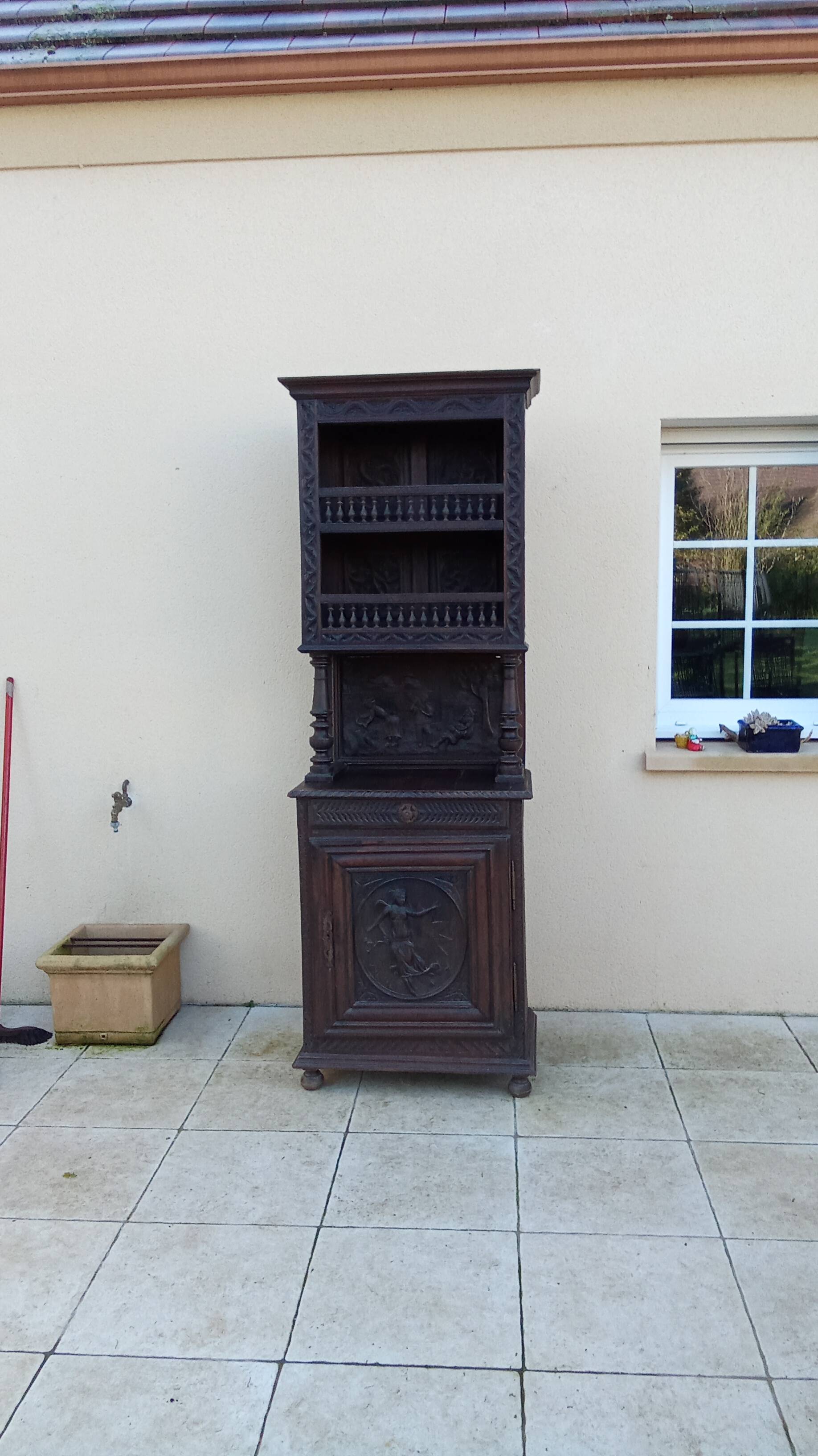 Old carved solid wood dresser