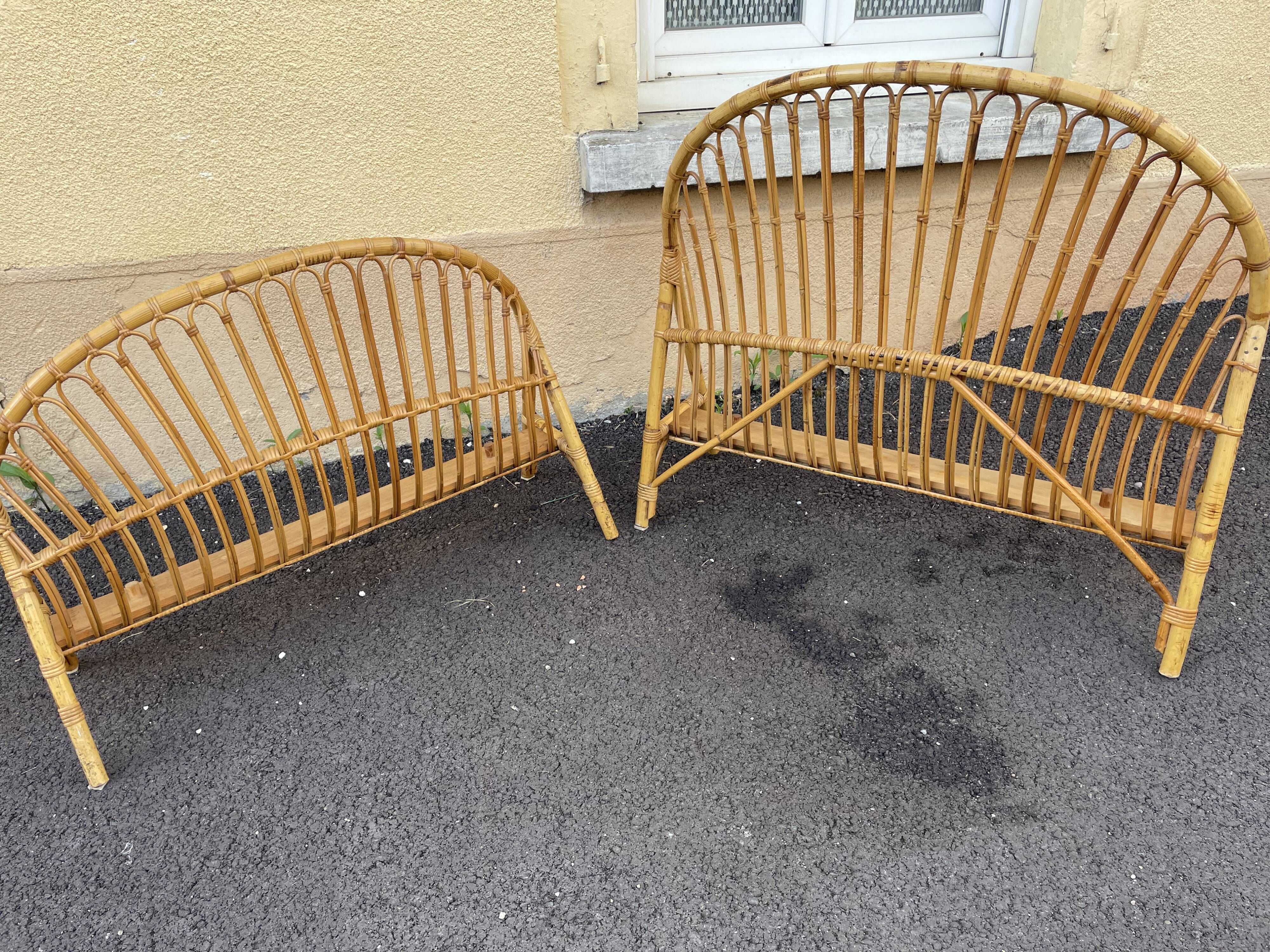 Rattan basket bed & bedside