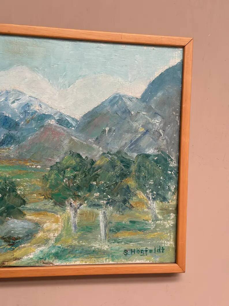 Original Swedish Oil on Canvas – "Landscape" by S. Högfeldt – Signed – Vintage and Framed – 48 × 36 cm (18.9" × 14.2")