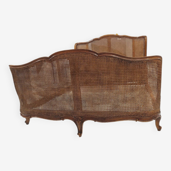 Louis XV style double cane basket bed, mid-20th century