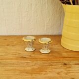 2 beige and gold Limoges egg cups