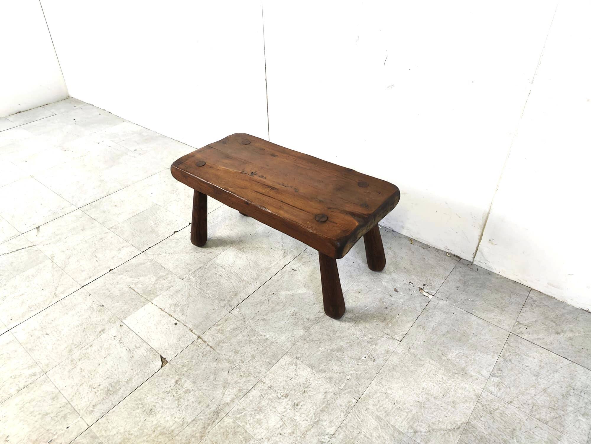 Solid wooden brutalist coffee table, 1960s