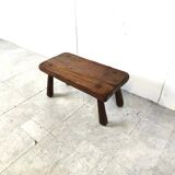 Table basse brutaliste en bois massif, années 1960