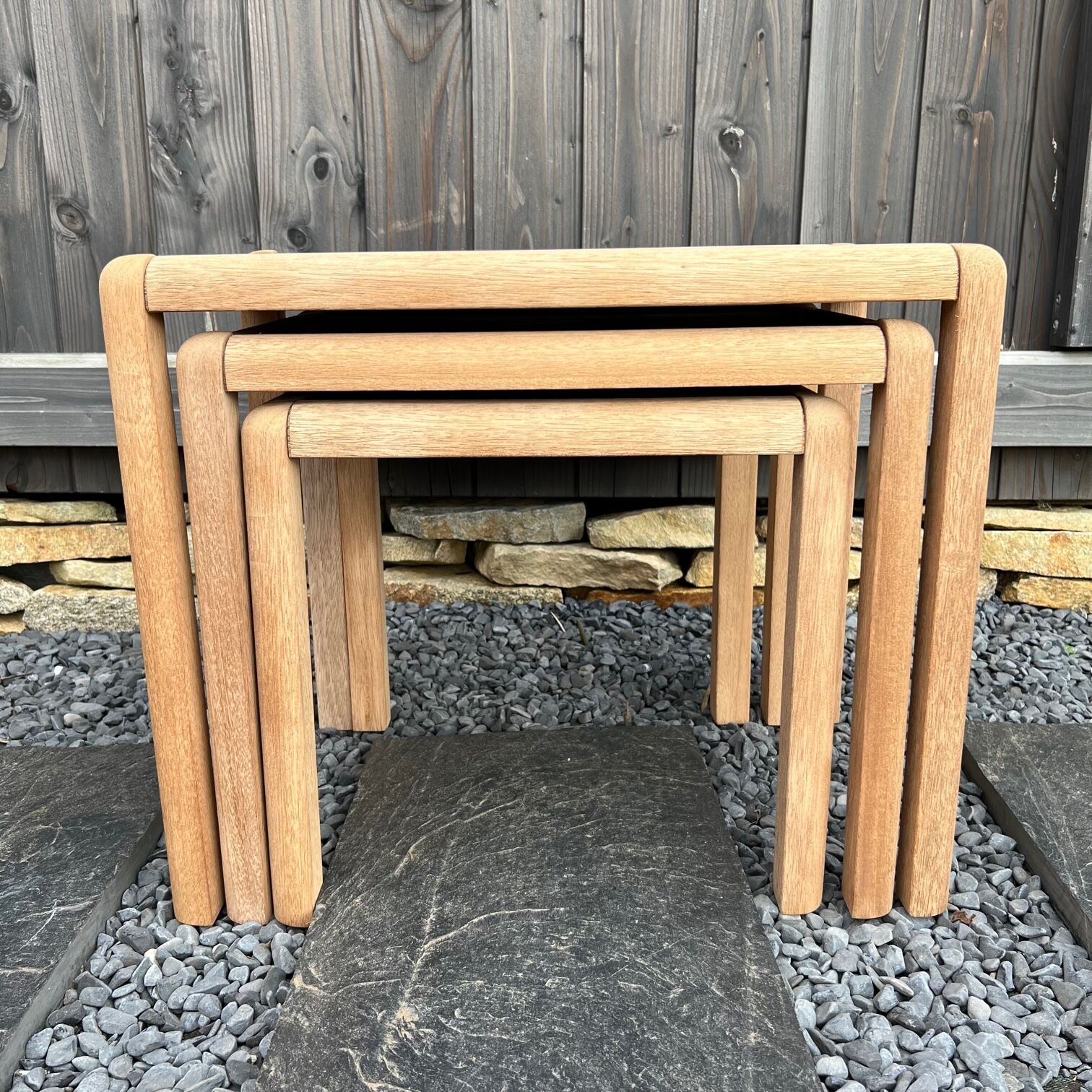 3 vintage nesting coffee tables