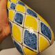 Italian vase with Harlequin pattern in beautiful yellow/blue