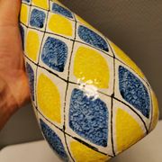 Vase italien à motif Arlequin dans un beau jaune/bleu
