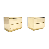 Pair of lacquer and brass bedside tables Éric Maville 1970