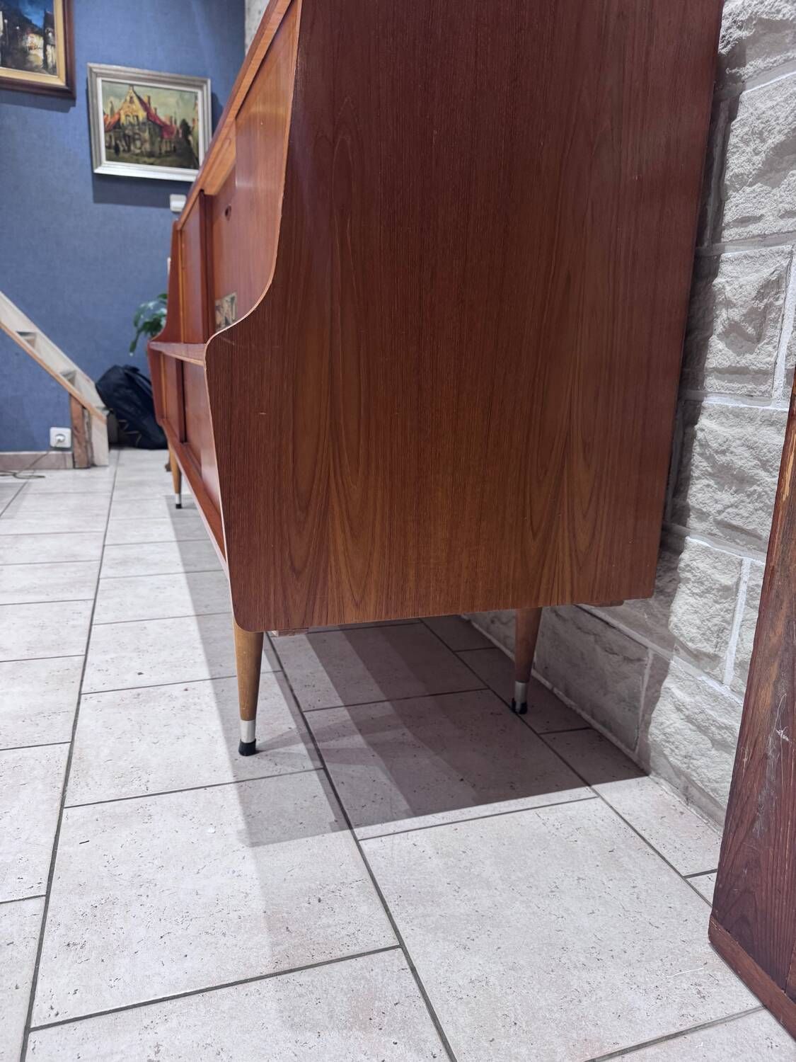 Large Scandinavian teak sideboard with bar, 1960s