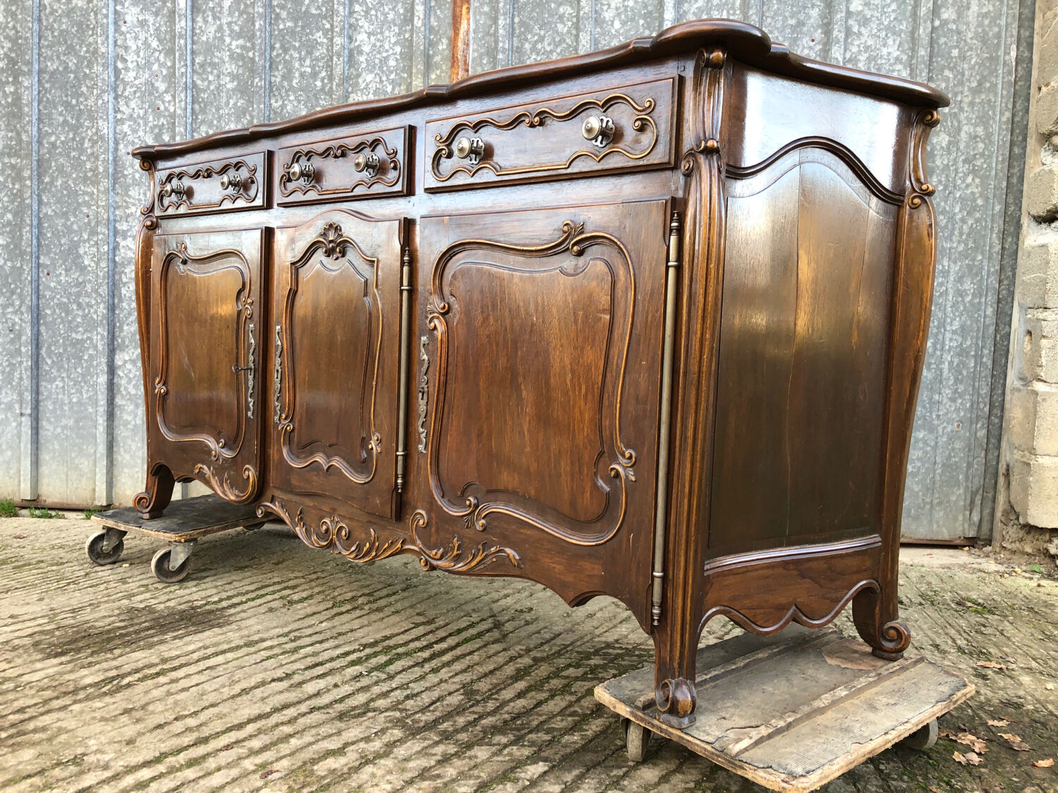 Louis XV style sideboard in solid walnut