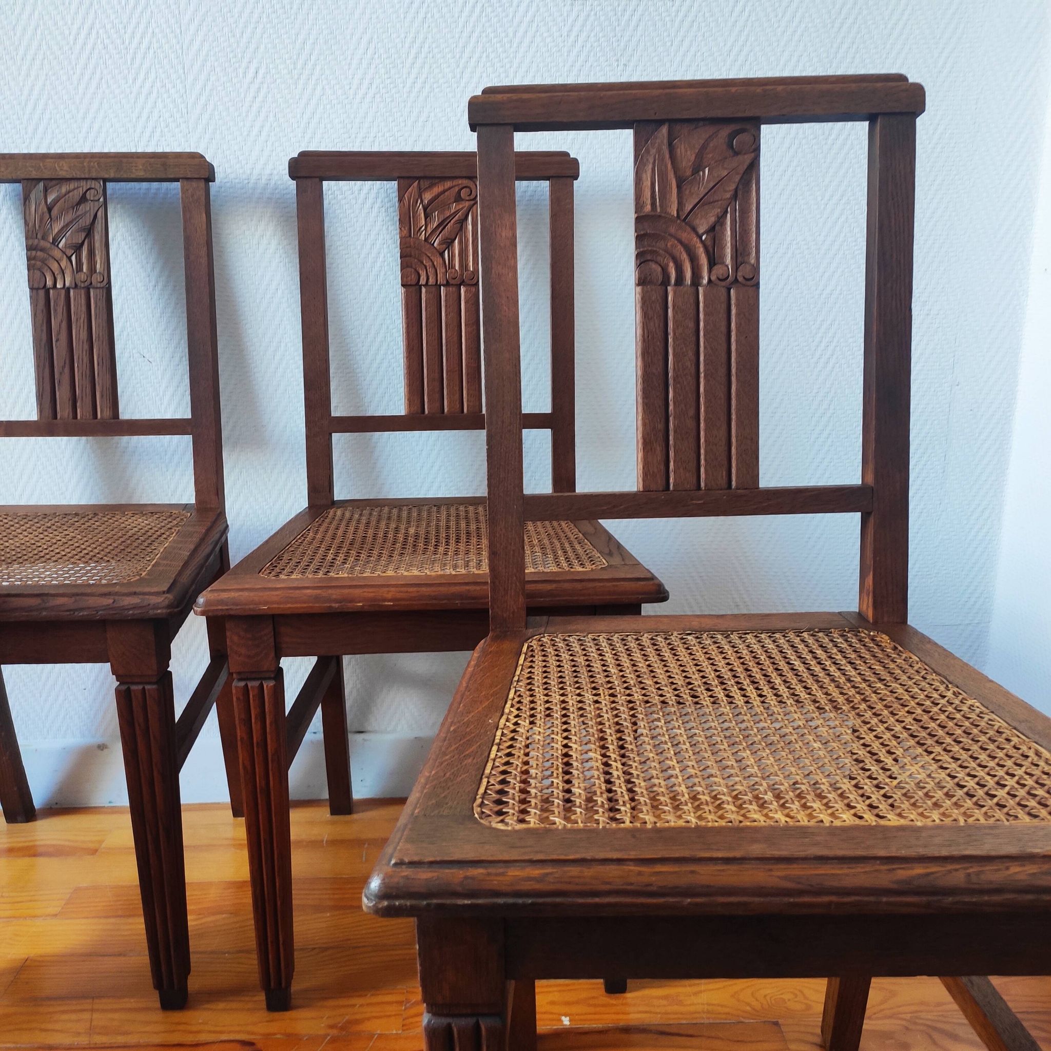 Art Deco chairs in new caned oak