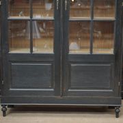 Vitrine bibliothèque en chêne massif et sapin 1920 patinée noir