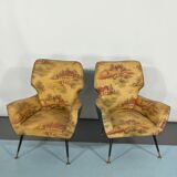 Mid-century modern set of two Italian armchairs from 50s