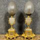 Superb pair of lamps from the Napoleon III era in albatre and gilded bronze circa 1880