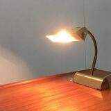 Mid-century brass swan neck table lamp in Hollywood Regency style from the 1960s.