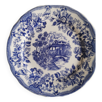 Antique dessert plate in ceramic Ironstone Tableware . Patented design