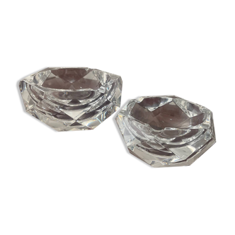Pair of vintage crystal ashtrays from Val St Lambert