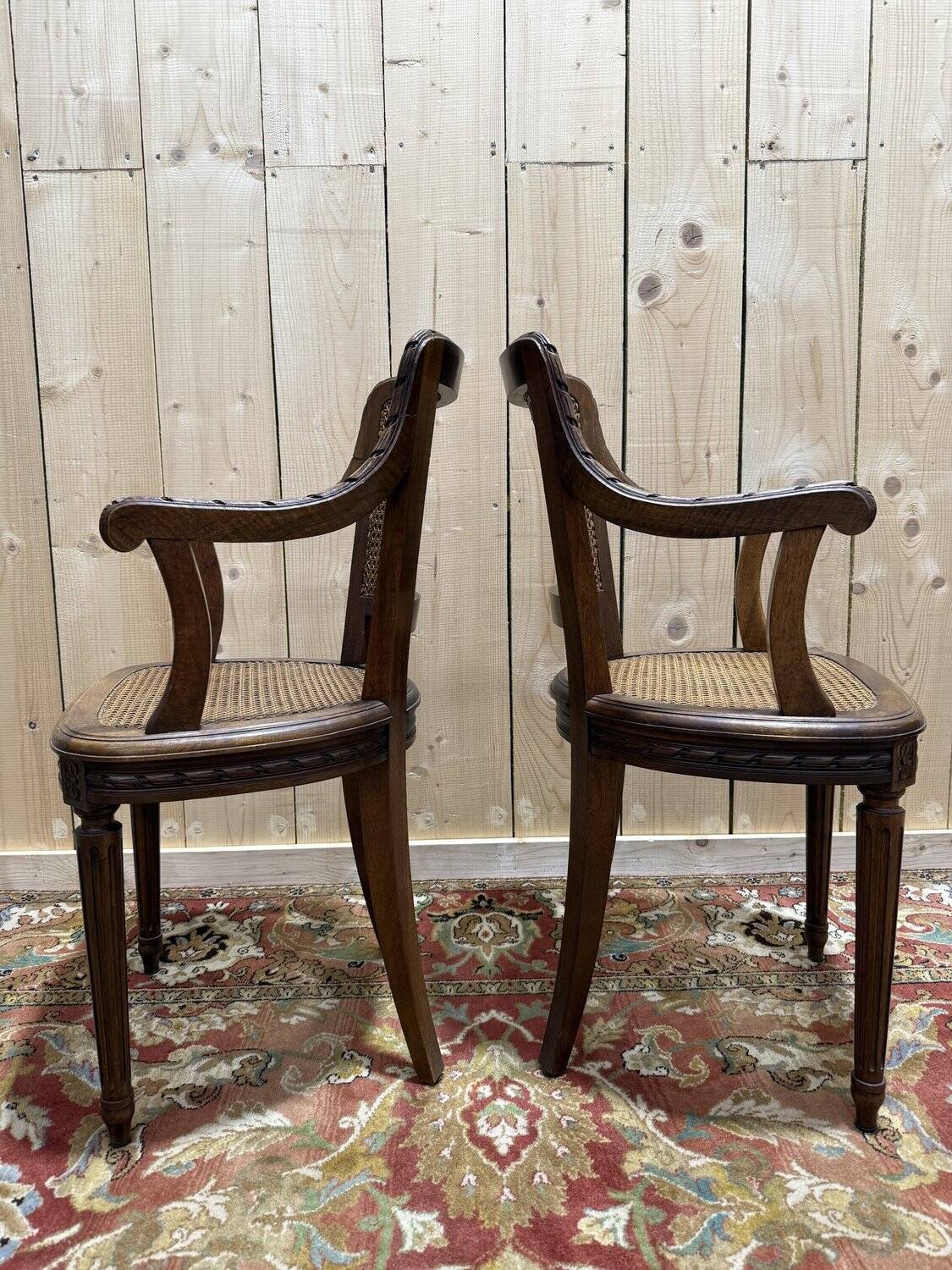 Pair of caned armchairs in Louis XVI style