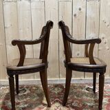 Pair of caned armchairs in Louis XVI style