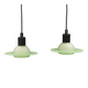 Suspensions en verre vert en forme de soucoupe volante de Design-Light, début des années 1990 au Danemark.