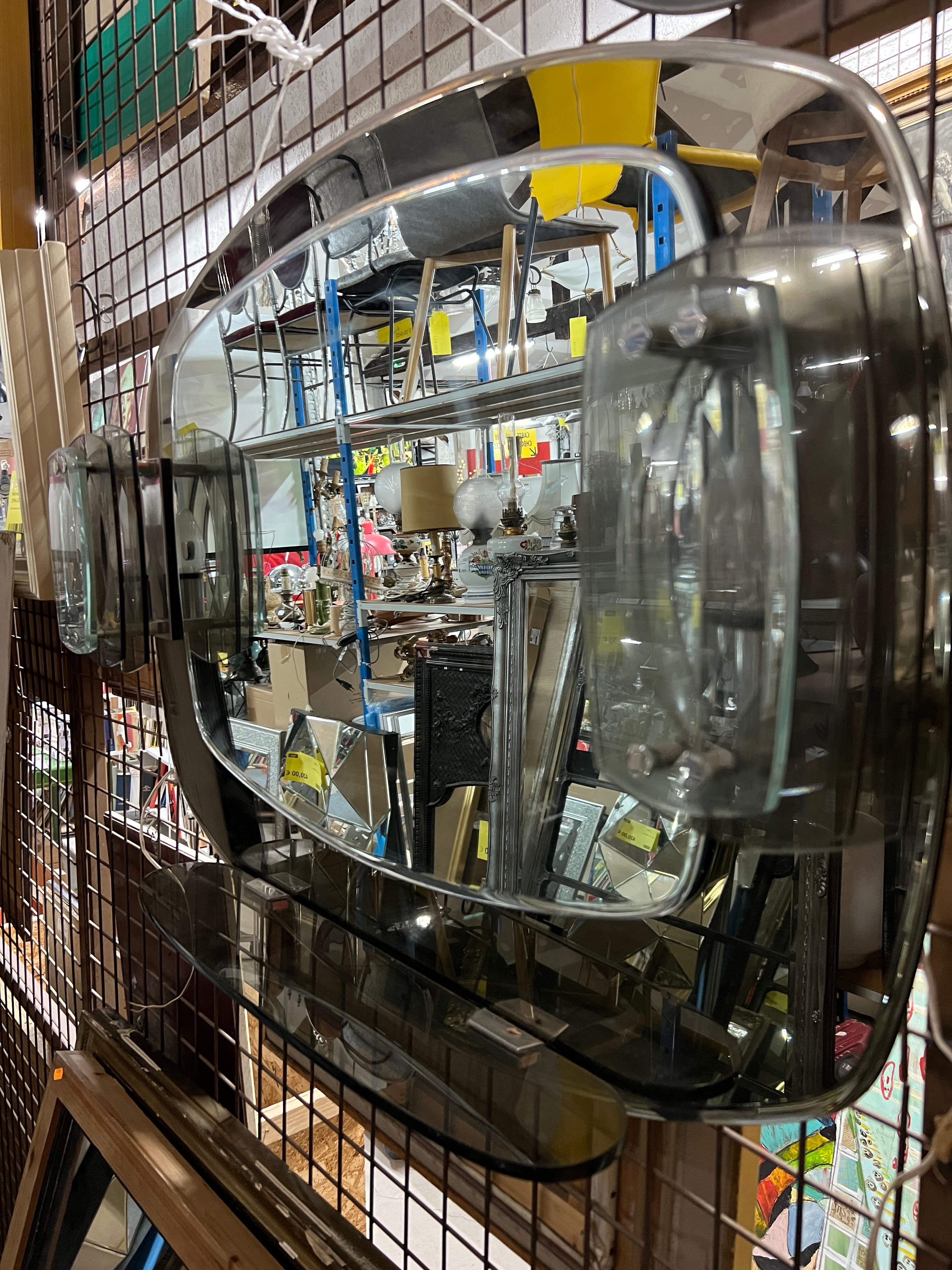 Mirror with contour smoked glass 60/70s