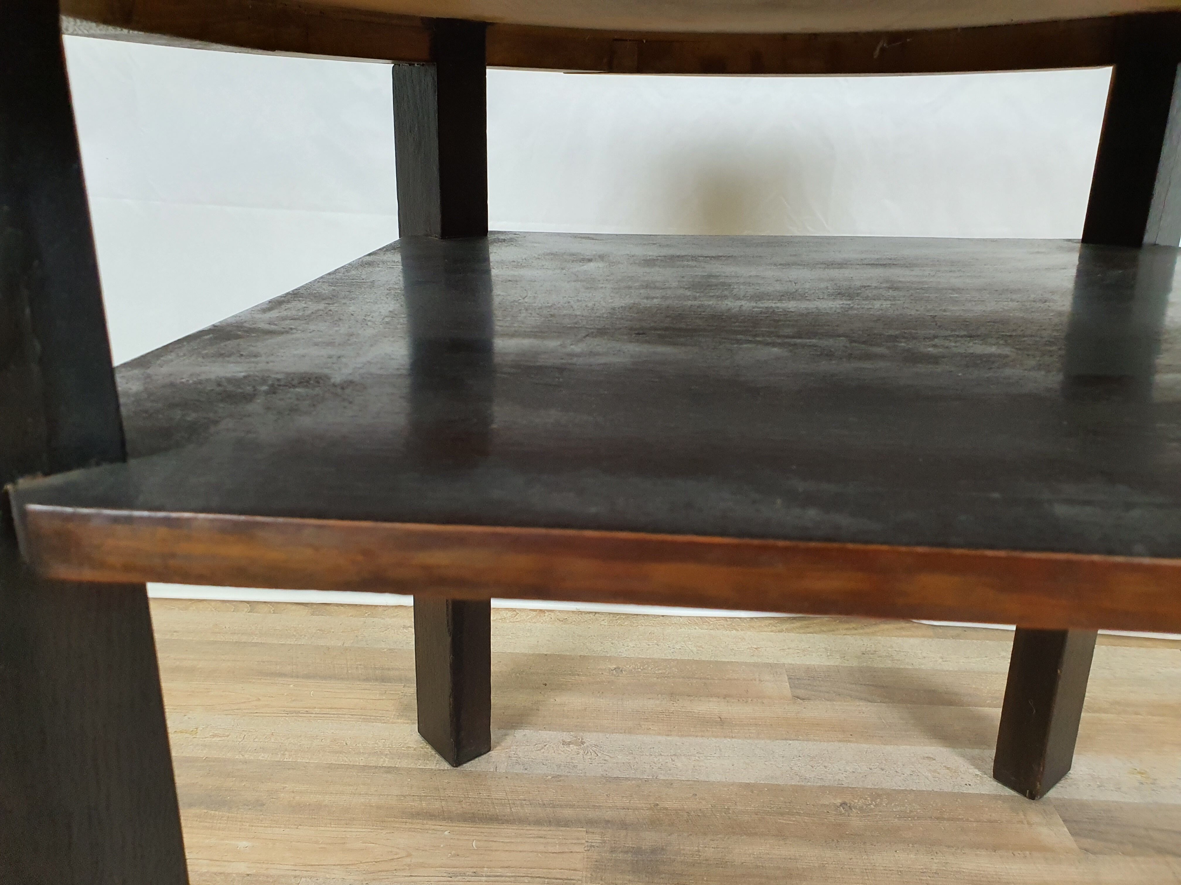 Art decò round black coffee table