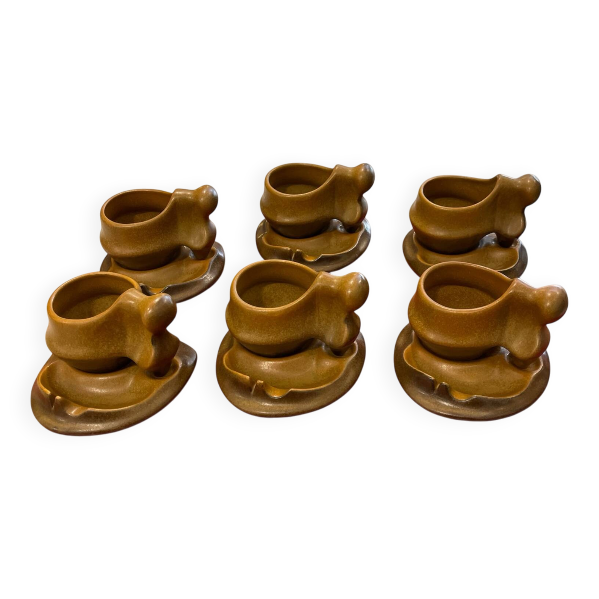 6 cups with saucers 1970. Sighisoara earthenware.