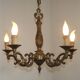 French Vintage Art Nouveau Bronze 5 Light Traditional Style Chandelier 5483