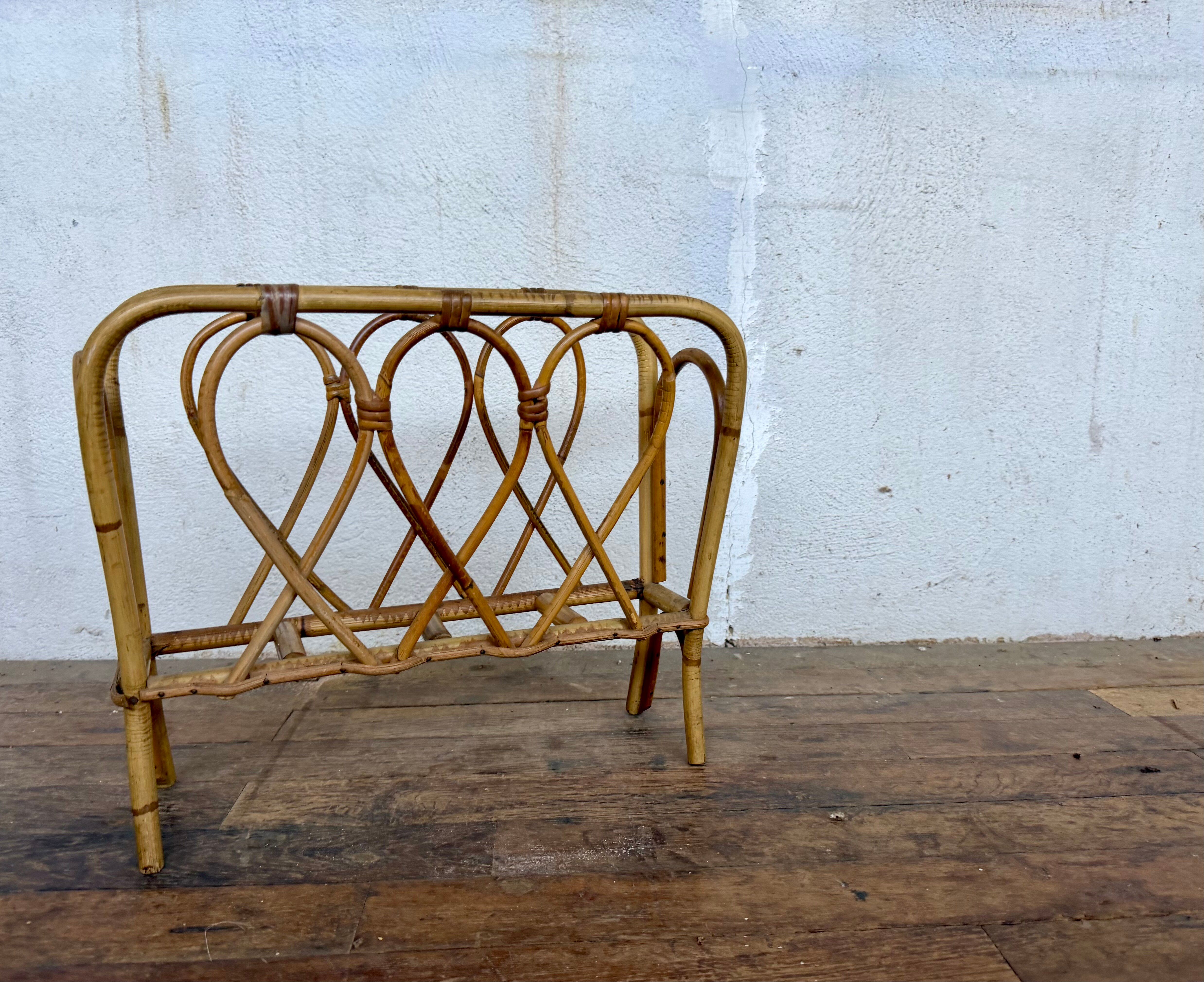 Rattan magazine rack