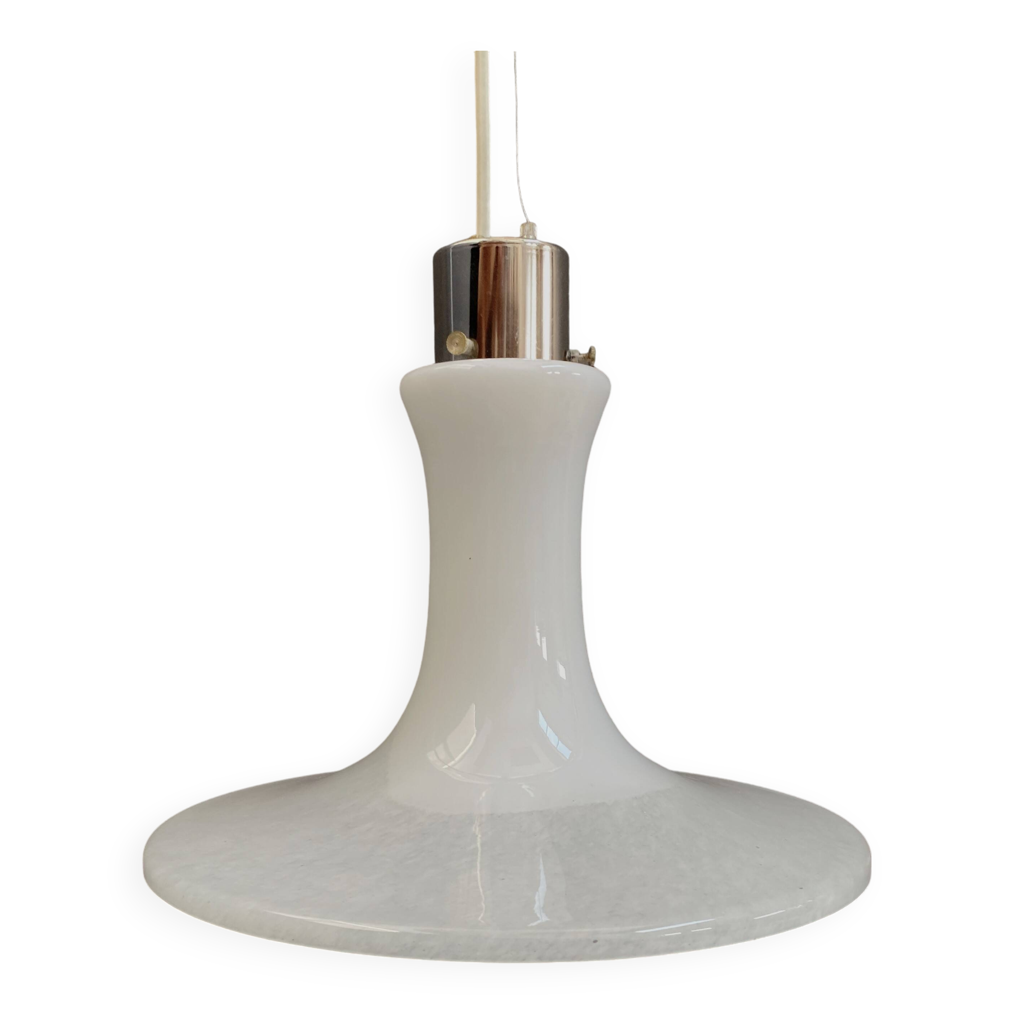 White glass pendant lamp 1980s