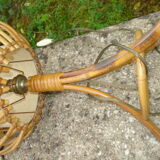 Lampe rotin tripodes années 70