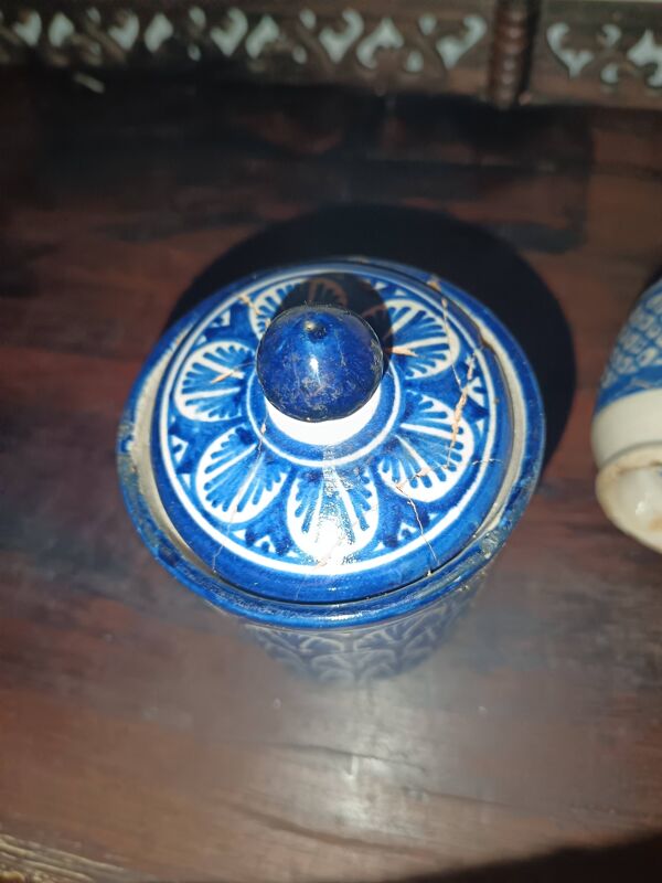 Lot 11 poteries marocaine pot à beurre époque 1940 signé serghini.