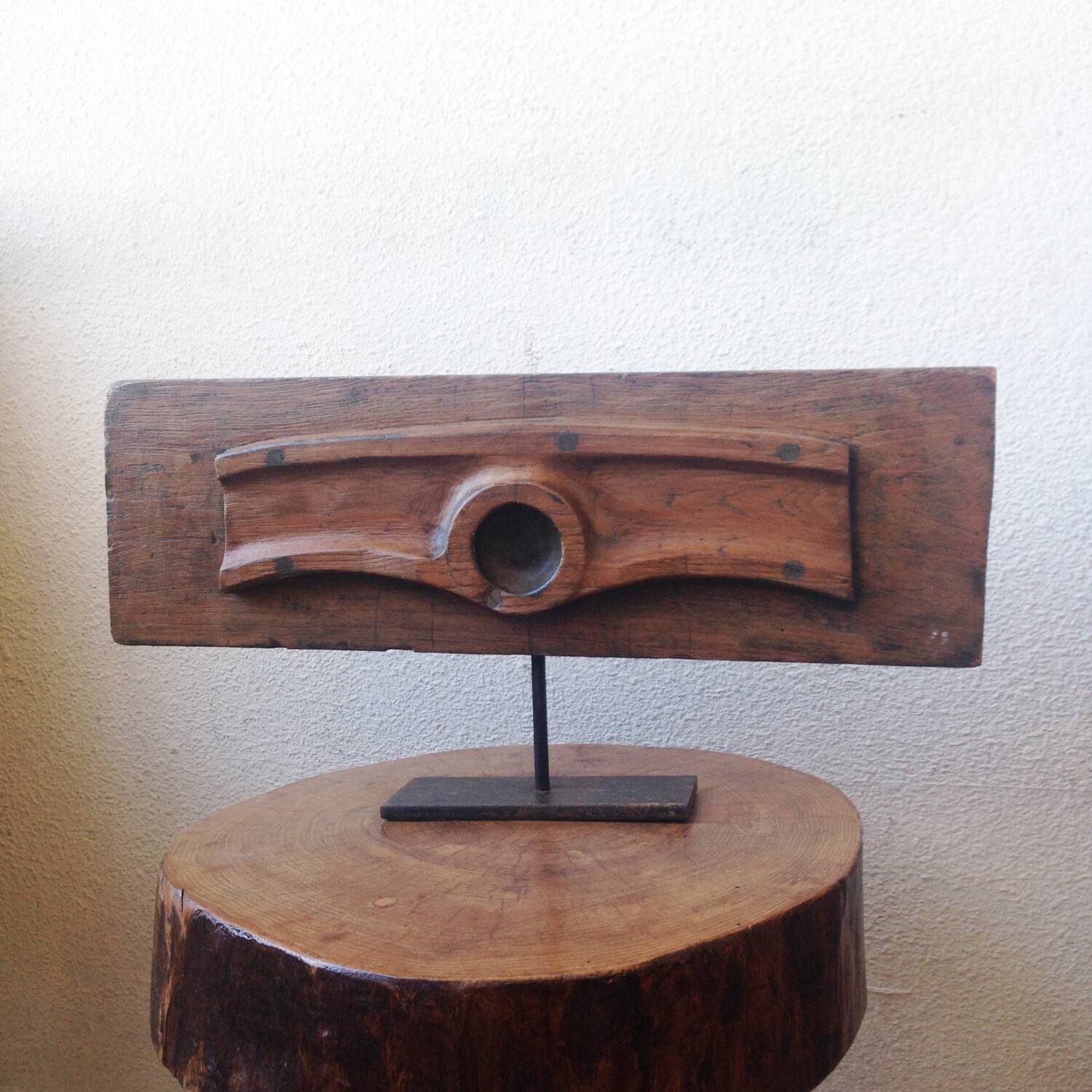 Sculpture Art Deco 1930 bois abstrait horizontale