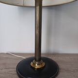 Lampe de table bureau laiton cuir piqué gainé