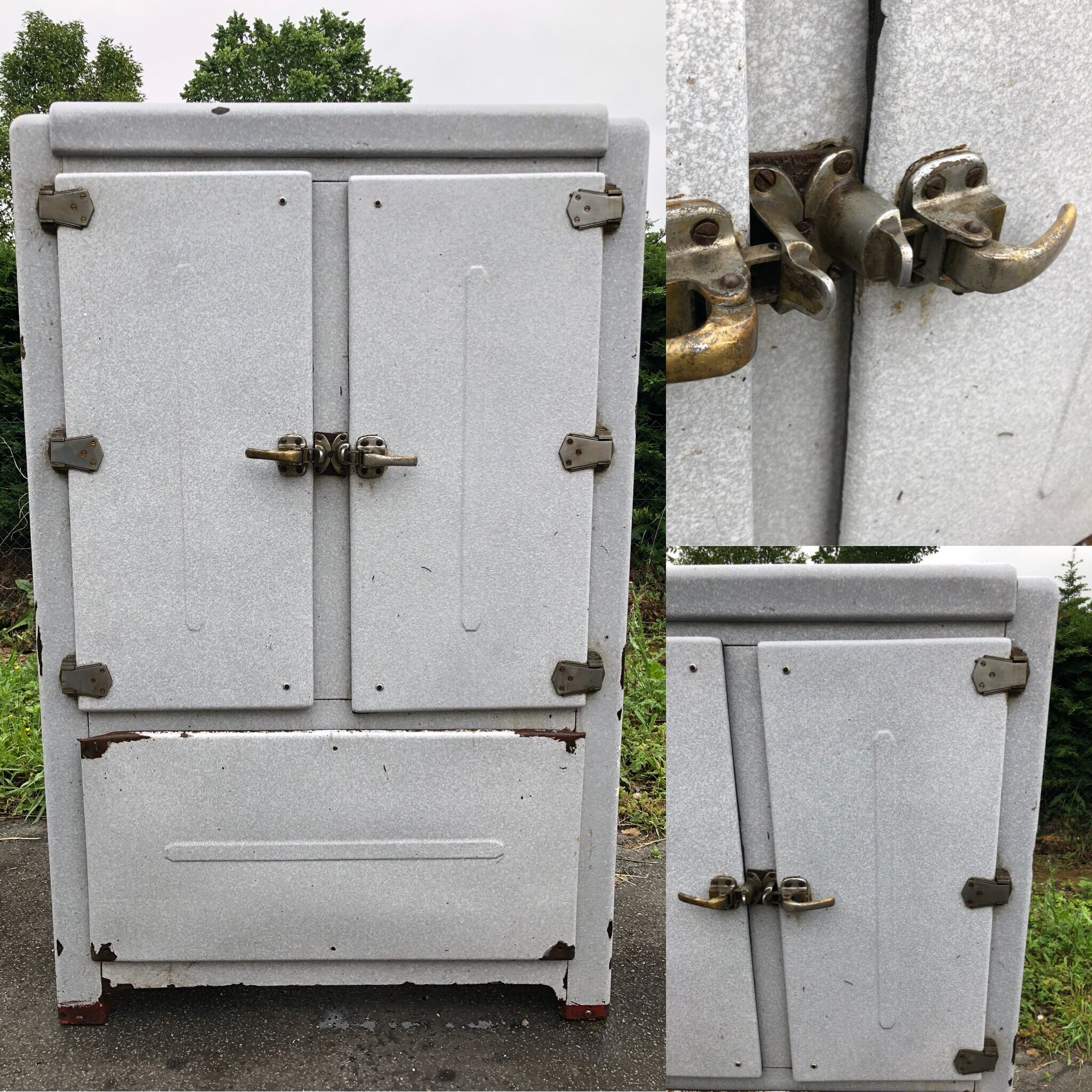 Fridge cabinet antique enamel furniture of metier