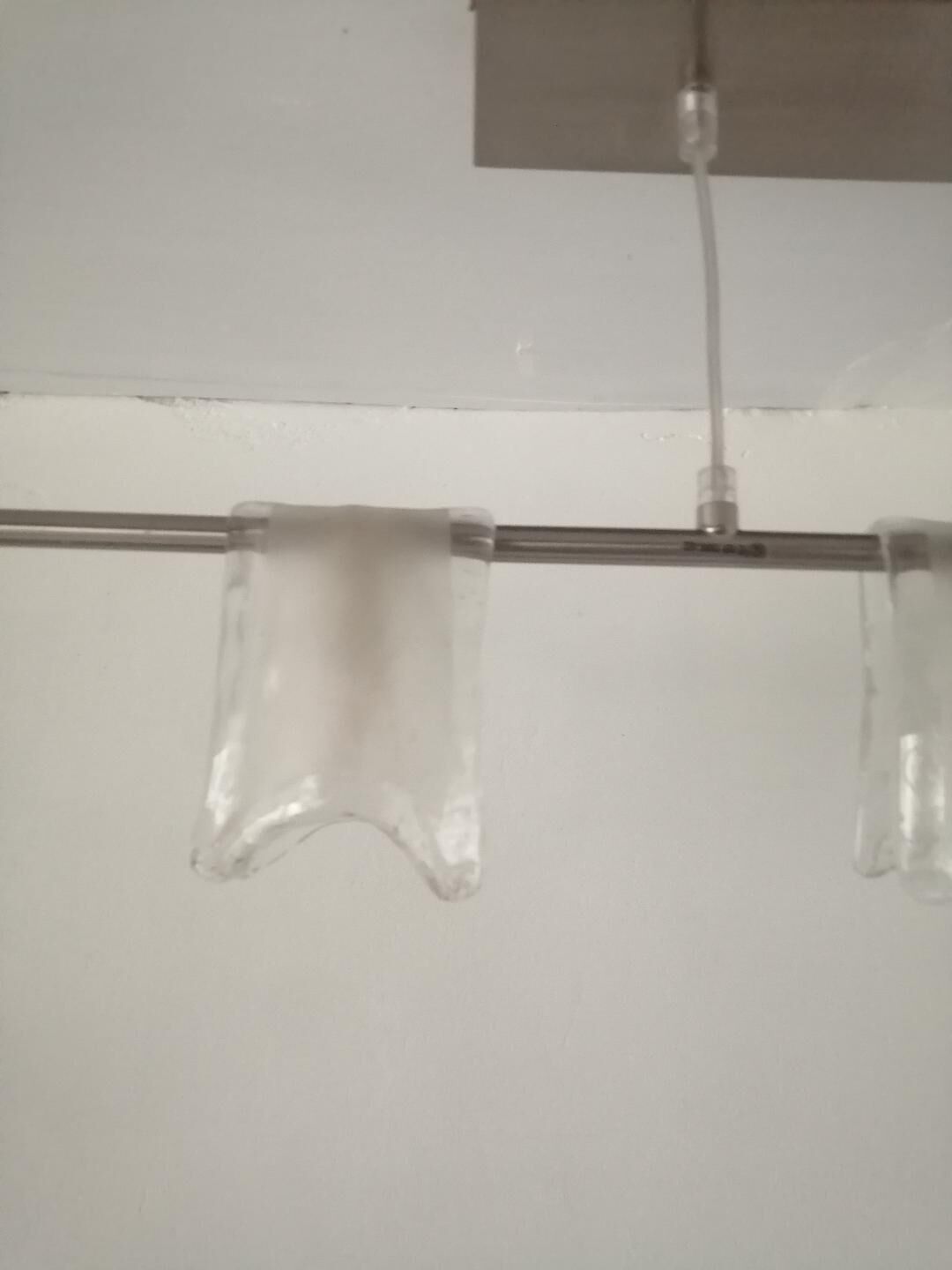 80's chrome chandelier with murano lampshades