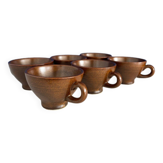 Service of 6 cups or bolet of cider made in France - ceramic stoneware coffee service