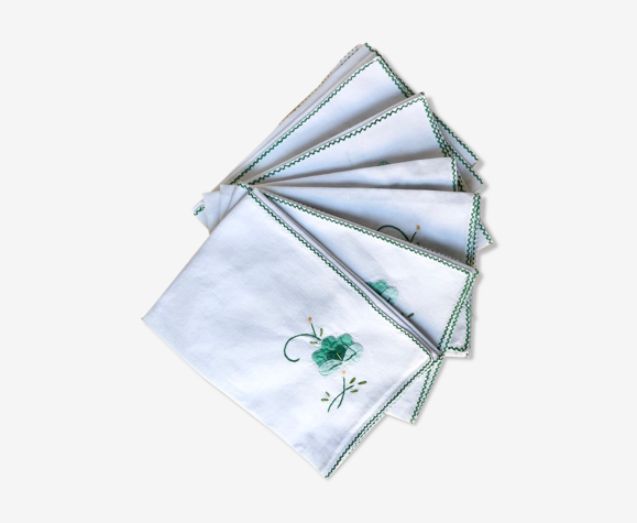 6 serviettes vintage brodées main