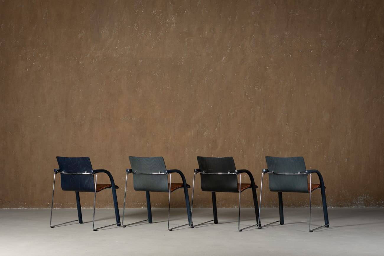 Vintage A 320 Armchair by Wulf Schneider & Ulrich Boehme for Thonet 1980s in Polarity Velvet (set of 3)