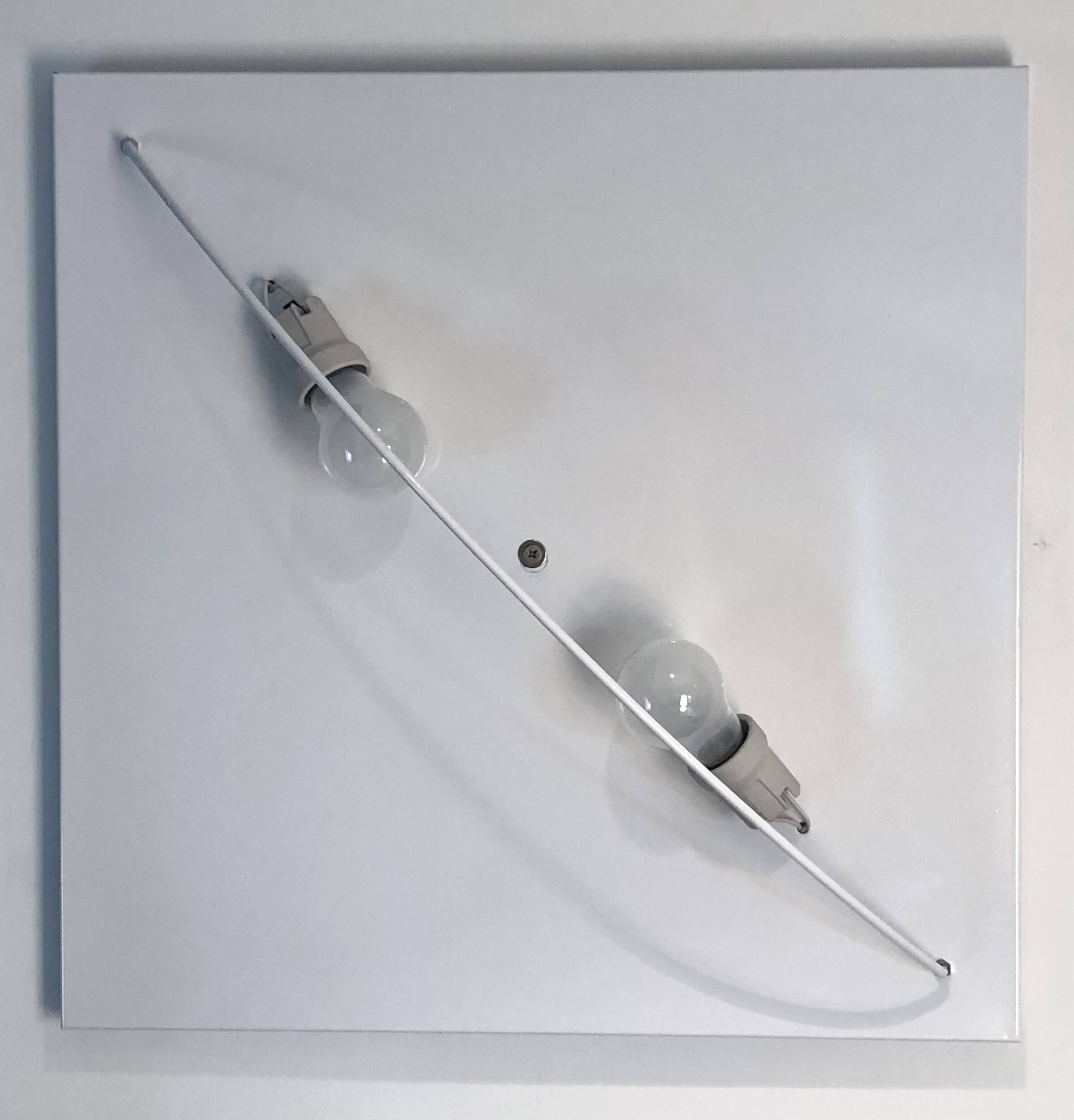 Square wall light with white fabric diffuser, Italy 70s
