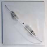 Square wall light with white fabric diffuser, Italy 70s