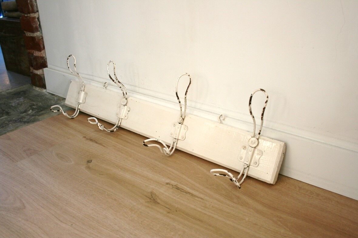 Metal and wood wall coat rack