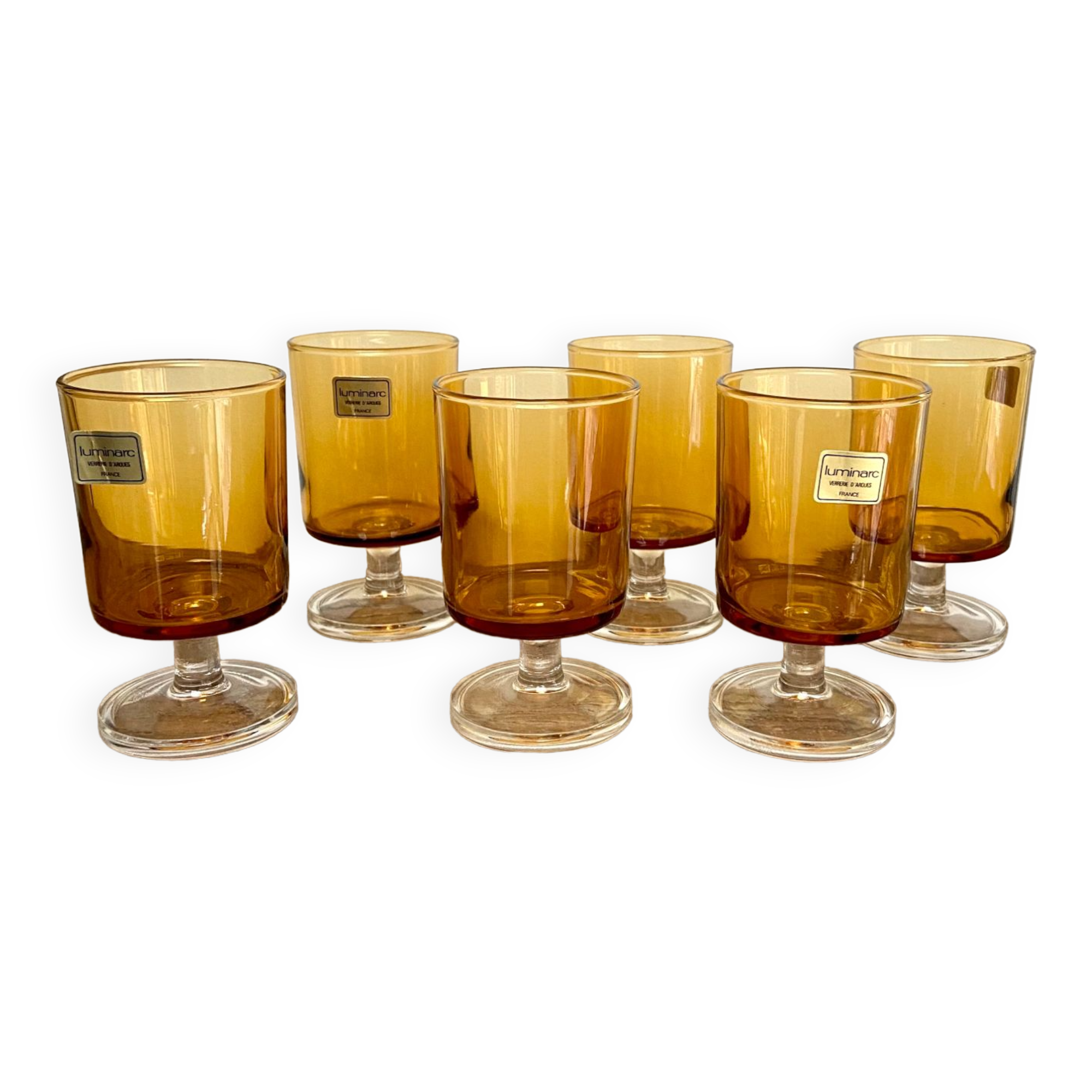 6 petits verres ambrés luminarc france