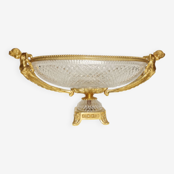 Oval cup, centerpiece in sèvres crystal and bronze