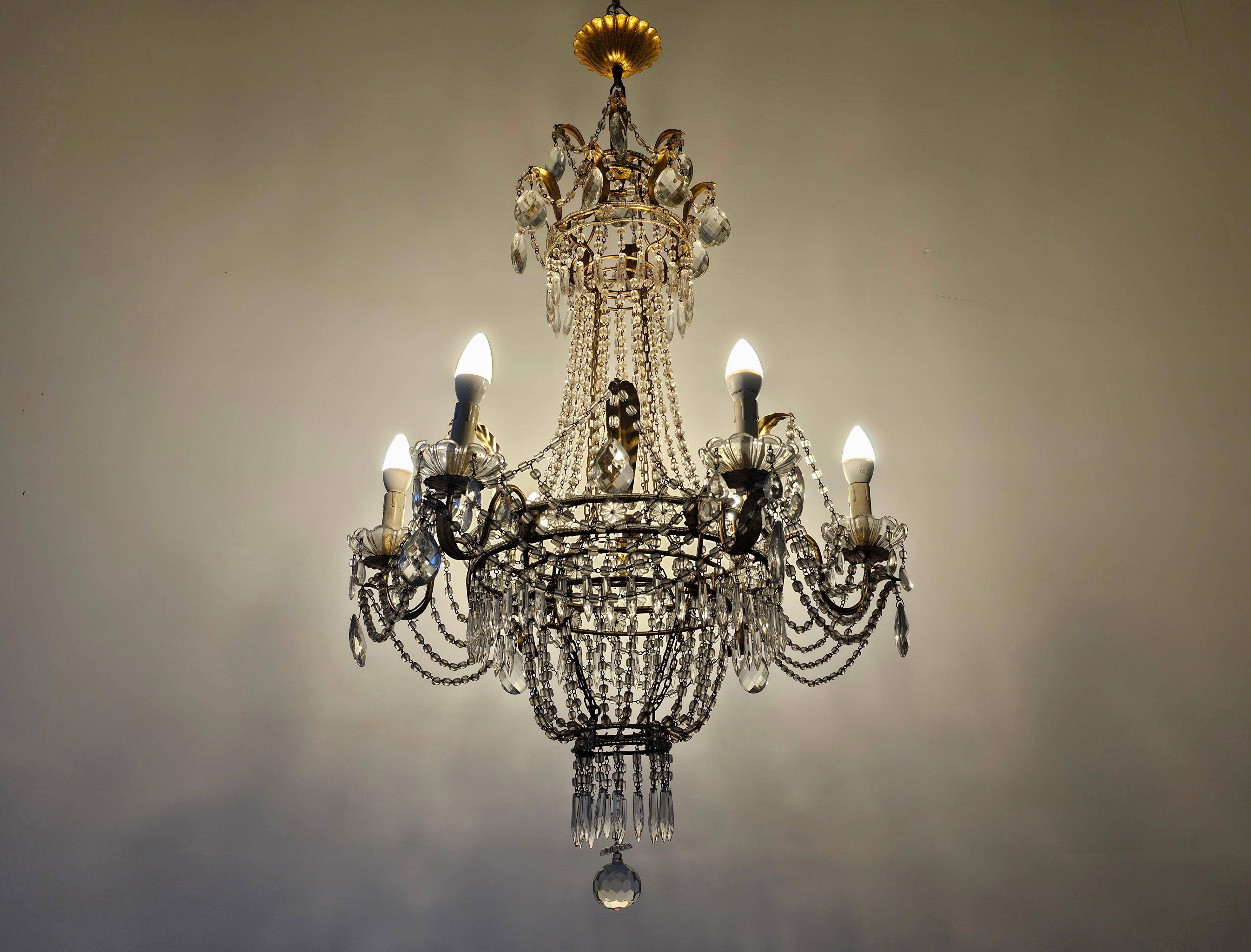 Antique crystal chandelier with floral details 1910