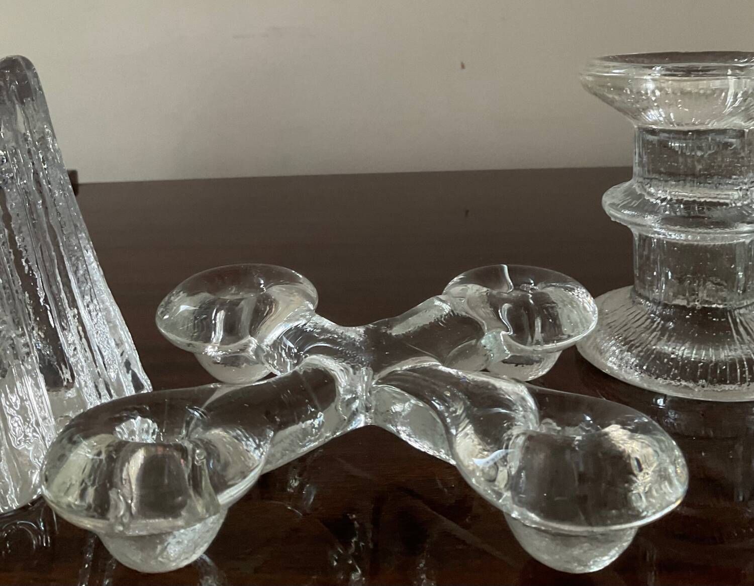 Series 6 vintage candlesticks pressed molded glass paste