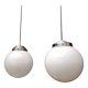 2 suspensions boules opalines